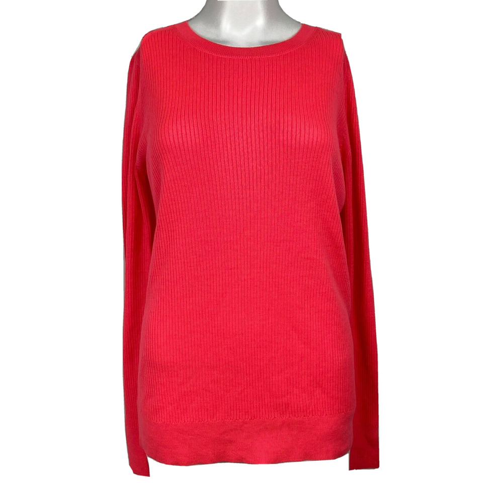 Banana Republic Sweater Womens Sz M Coral Pink Merino Wool Lightweight Pullover
